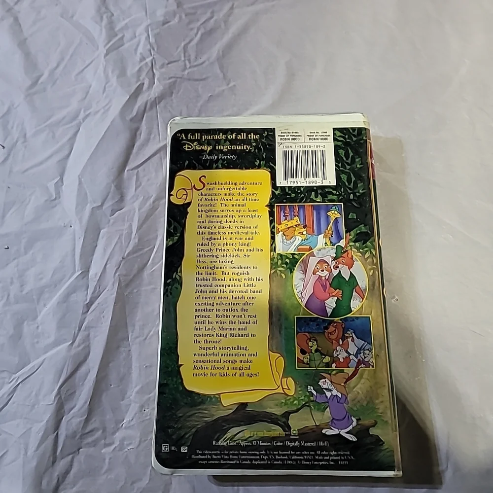Disney Robin Hood VHS Tape
